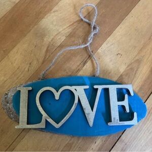 Teal and Gold Love Wall Hanging Decor